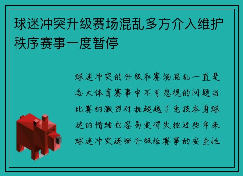 球迷冲突升级赛场混乱多方介入维护秩序赛事一度暂停